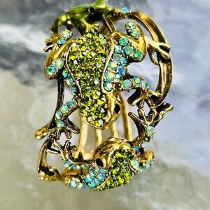 Sparkling Green and Gold Frog Bracelet